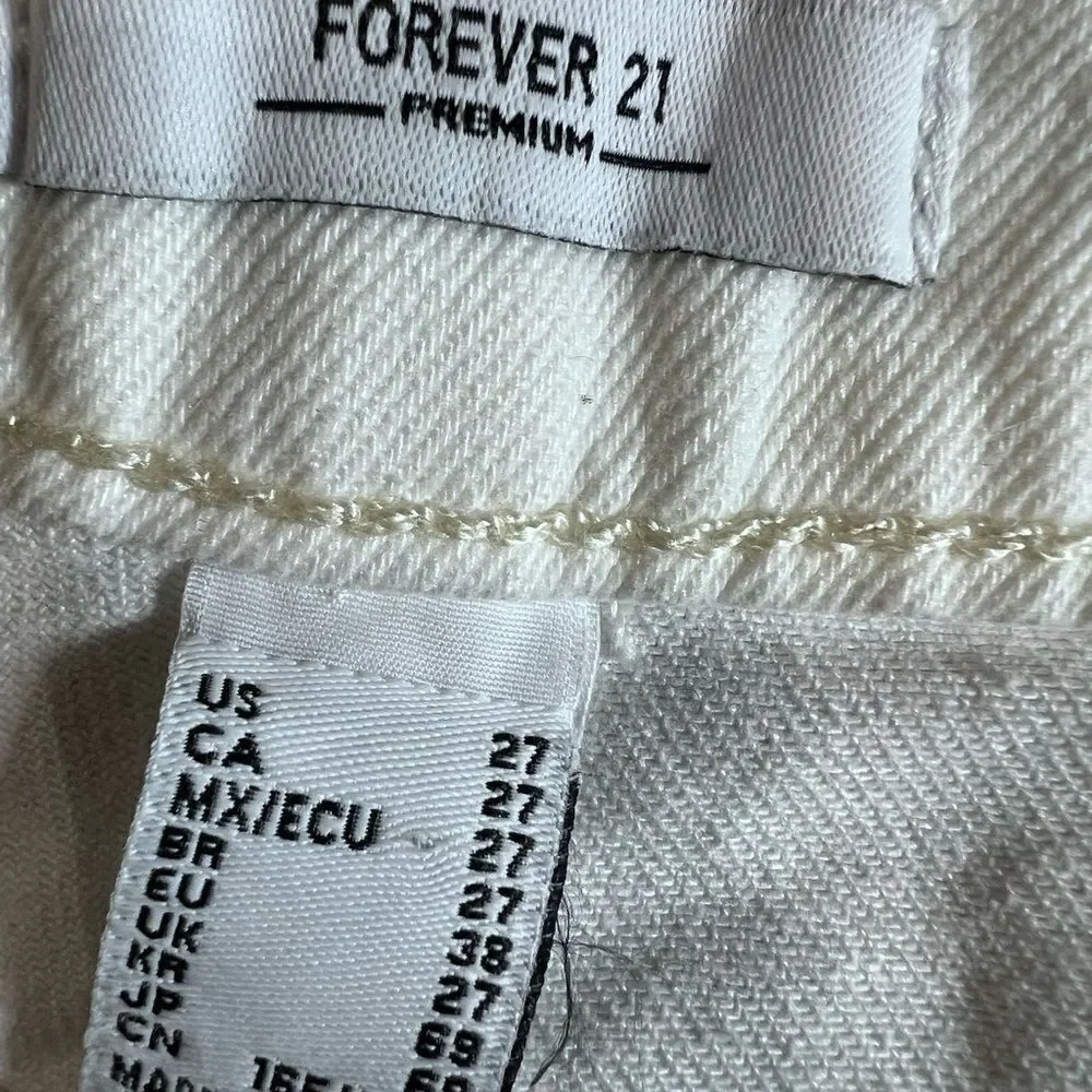 Forever 21 White Distressed high waist cut off Jean Shorts Size 27